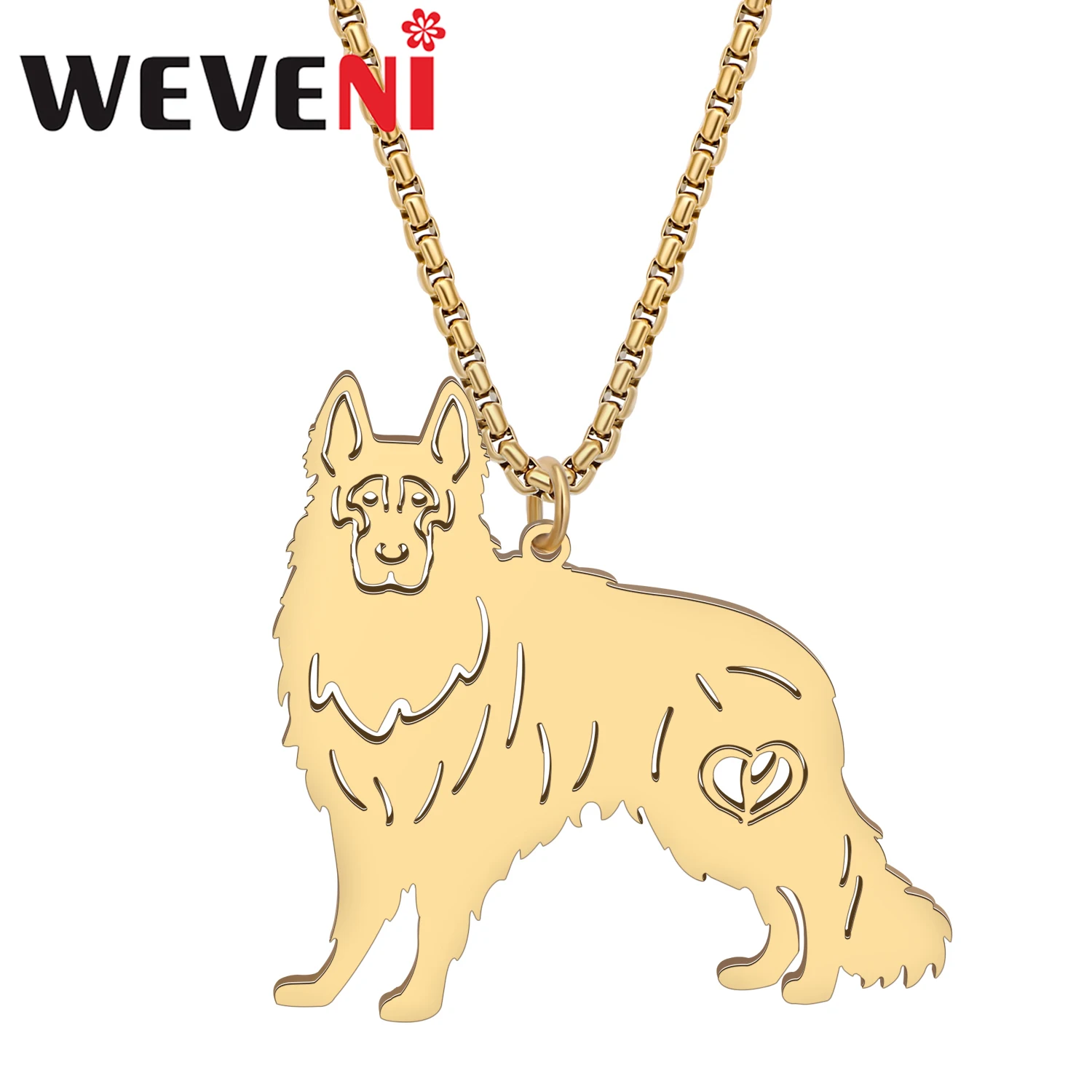 BONSNY Stainless Steel German Shepherd Dog Necklace For Women Kids Teen Friends Novelty Doggy Puppy Pets Gifts Pendant Jewelry