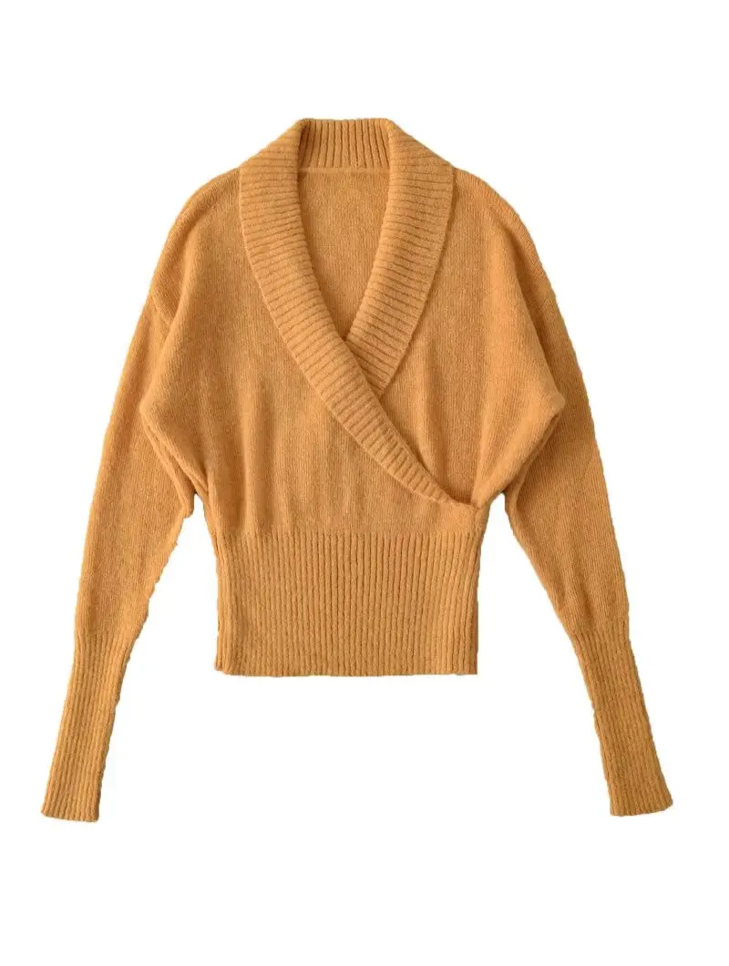 

Модный женский вязаный свитер с V-образным вырезом H263, универсальный, с длинными рукавами, теплый, осенне-зимний, цветной