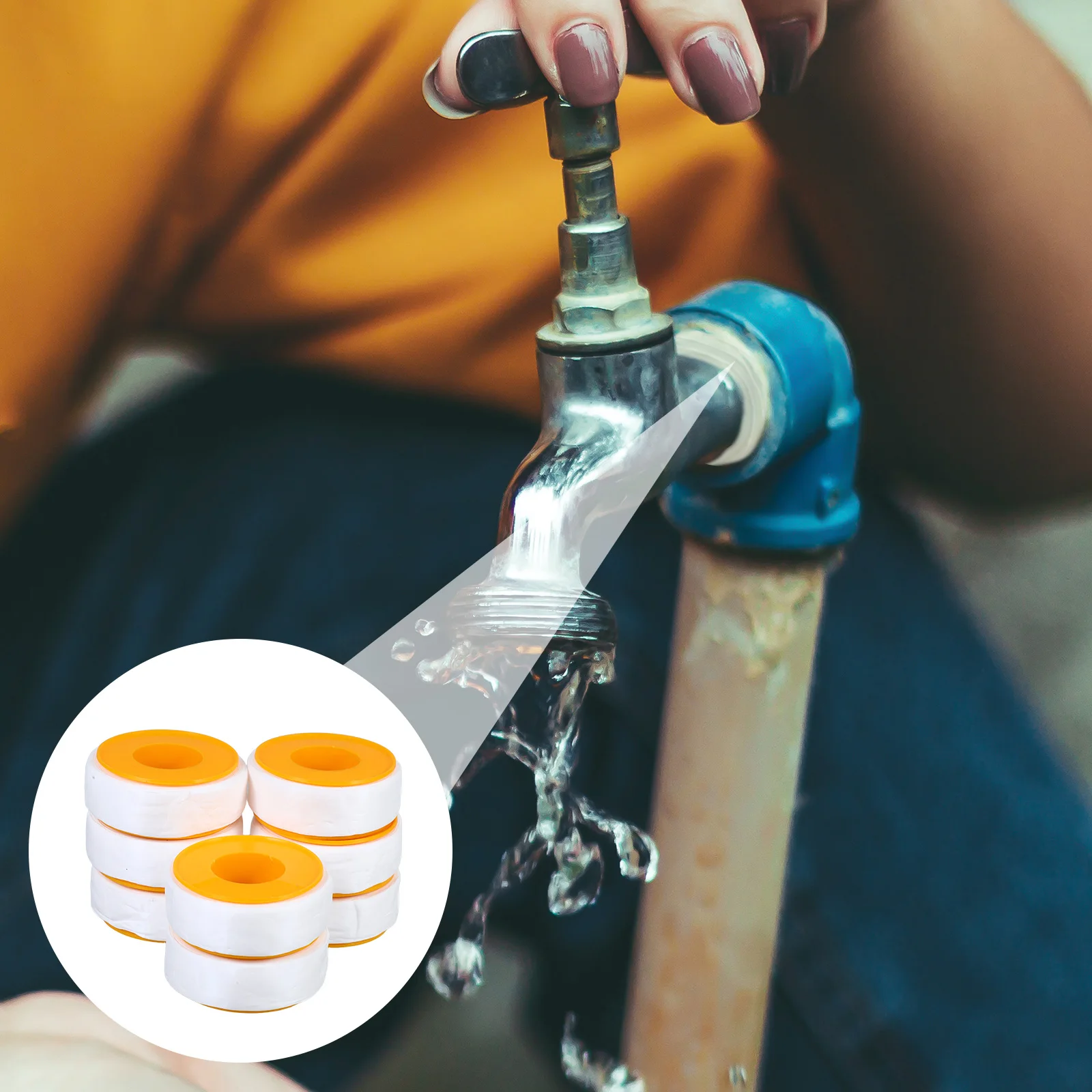 

8 Rolls Waterproof Sealing Tape Thickened Wide Design Anti Leak Hose Repair Pipes Outdoor Orange Caulking Plumbers Tape