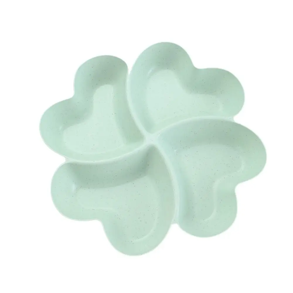 4-Compartment Appetizer Serving Platter Four Leaf Clover Shape Unbreakable Food Storage Tray Wheat Straw Snacks Serving Dish