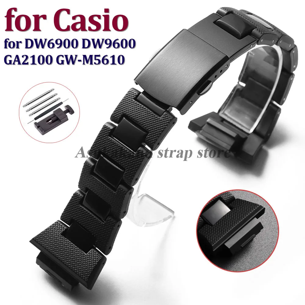 16mm Plastic Steel Strap Watch Band for Casio for G-SHOCK for DW6900 DW9600 GA2100 GW-M5610 Light Weight Men Watch Accessories