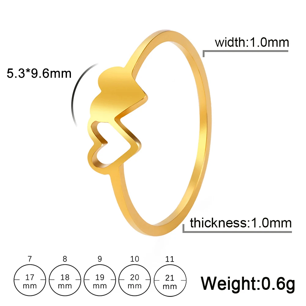 Double‑Heart‑Shape Minimalist Stainless‑Steel Ring for Women, Fashion Finger Ring, 2026 Engagement Fine Jewelry, Ideal Gift for Lover, Wholesale Available