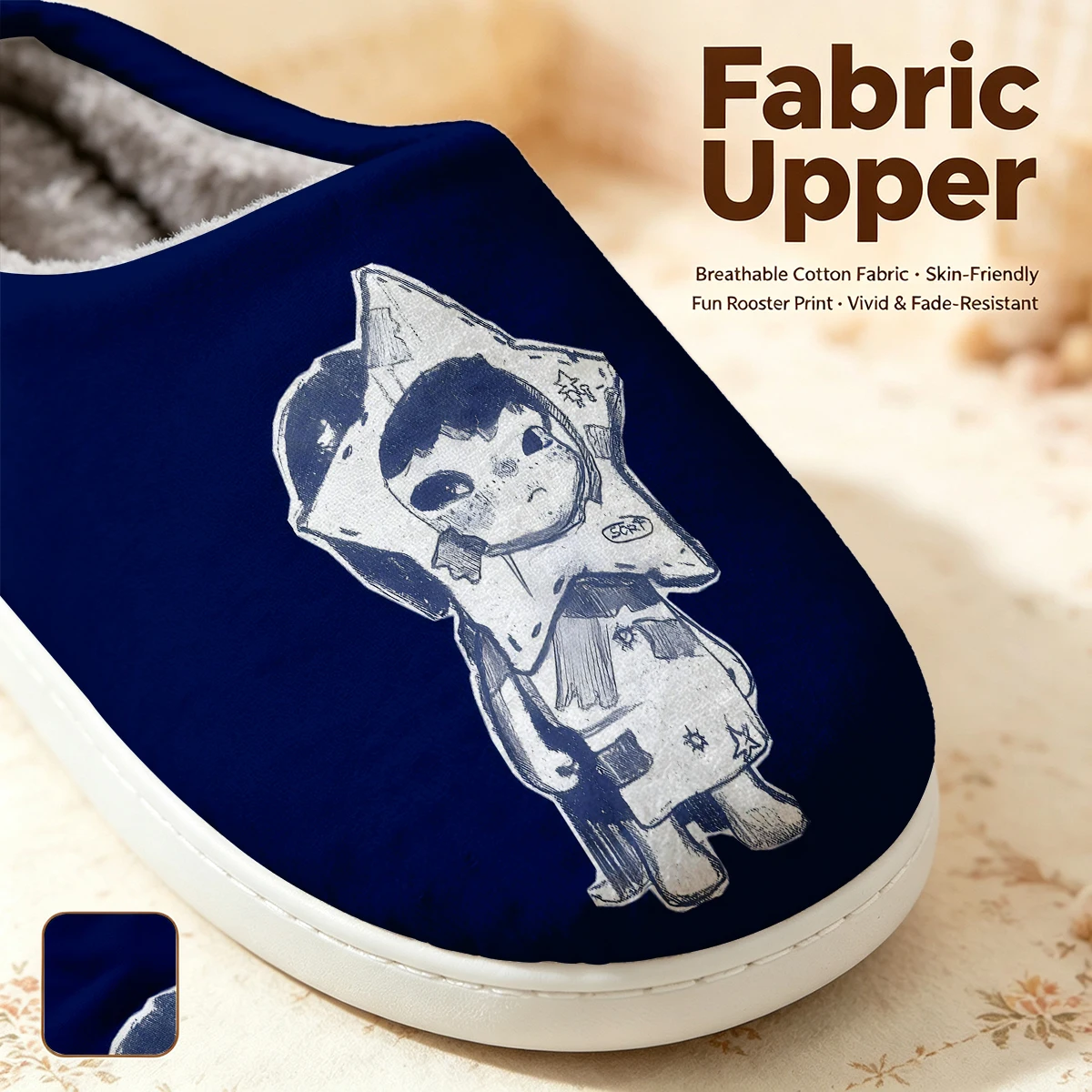 Star-Costumed Kid Christmas White Slippers Warm Plush Indoor Shoes Non-Slip Winter Slippers Family Holiday Gifts Soft view 2