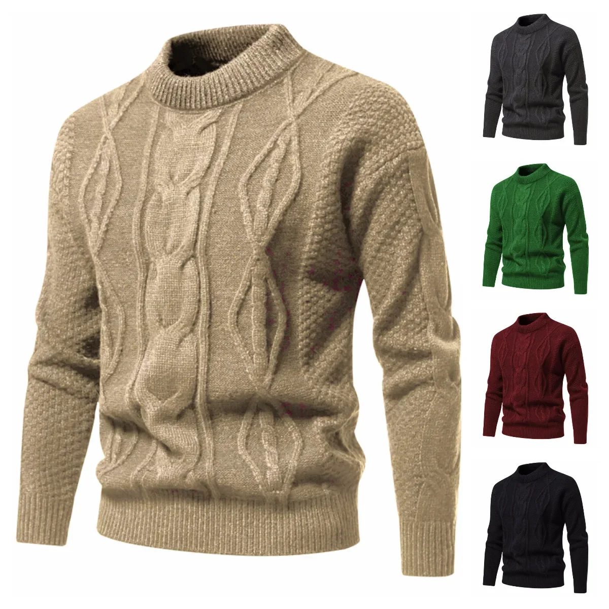 Autumn Winter New Fashion Men's Caual Trendy American Vintage Solid Color Knitted Sweaters Loose Round Neck Vero Moda Male Coat