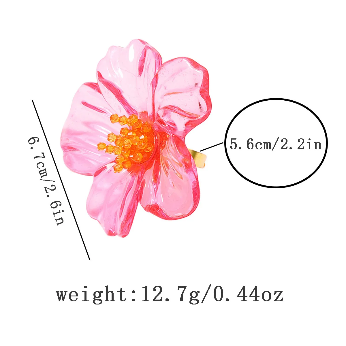 Sweet Cute Colorful Resin Flower Rings for Women Girls Elegant Unique Transparent Petal Adjustable Rings Banquet Jewelry Gifts