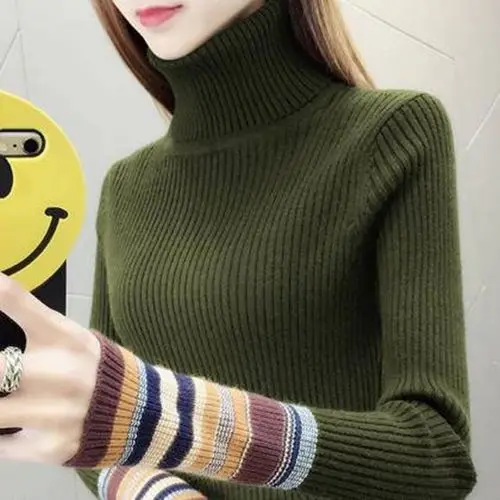 

New 2024 Women Sweater Turtleneck Pullovers Autumn Winter Knitwear Long Sleeves Thick Warm Female Slim Fit Casual Fashion V46