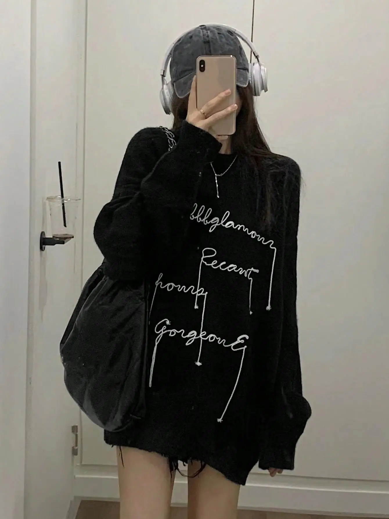 レトロアメリカンタッセル刺繍入りレディースニットウェア春のゆったりとしたオーバーヘッドセーター秋の小さいサイズカジュアルロングセーター