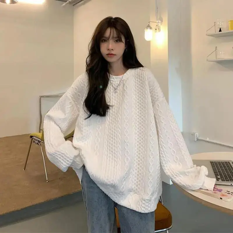 

Элитный женский свитшот свободного кроя с длинным рукавом и круглым вырезом в студенческом стиле, осенне-зимняя новинка, серия Salt, модная верхняя одежда