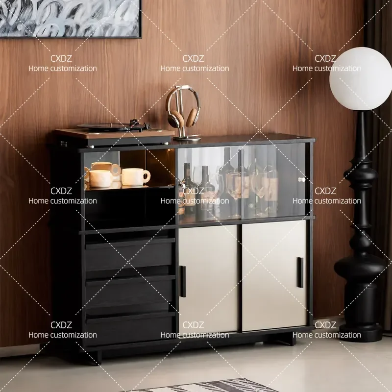 New Floating Light Dining Side Cabinet Solid Wood Modern Kitchen Wall Integrated Locker Living Room Storage Cabinet