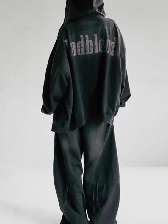 Pantaloni a gamba larga retrò High Street Uomo Donna Jeans casual con coltello drappeggiato allentato Cotone elasticizzato Denim Colore profondo Resistente all'usura