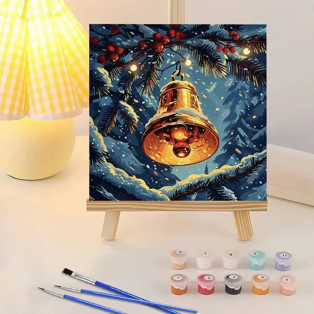 

Huacan DIY Acrylic Paint By Numbers Bell Picture Artcraft On Canvas Kits Digital Oil Painting Snow Christmas Gift Decoration