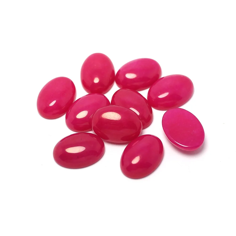 10pcs Oval Rose Red Cabochon Stones,10x14mm Polished Flat Back Stone,Earring Jewelry Necklace Making,Pendant Accessories