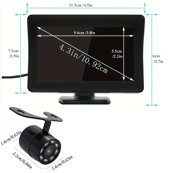 [4.3'' HD Embedded Rear View Camera Kit] Monitor Backup Camera Parking System- For Parking and Reverse Driving for Car, Pickup