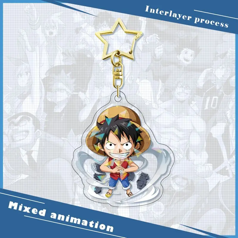 Kawaii Anime ONE PIECE Monkey D Luffy Boa Hancock Ace Acrylic Keychain Cartoon Nami Shanks Chopper Bag Pendant Toys for Girls