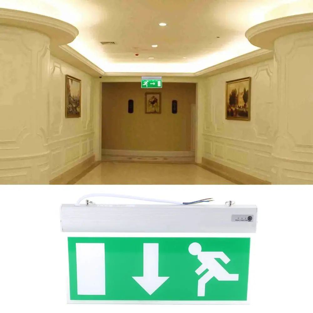 110-240V Commercial LED Emergency Sign Lamp Green Bulb Safety Evacuation Indicator Light Left Right Acrylic Security Light Mall