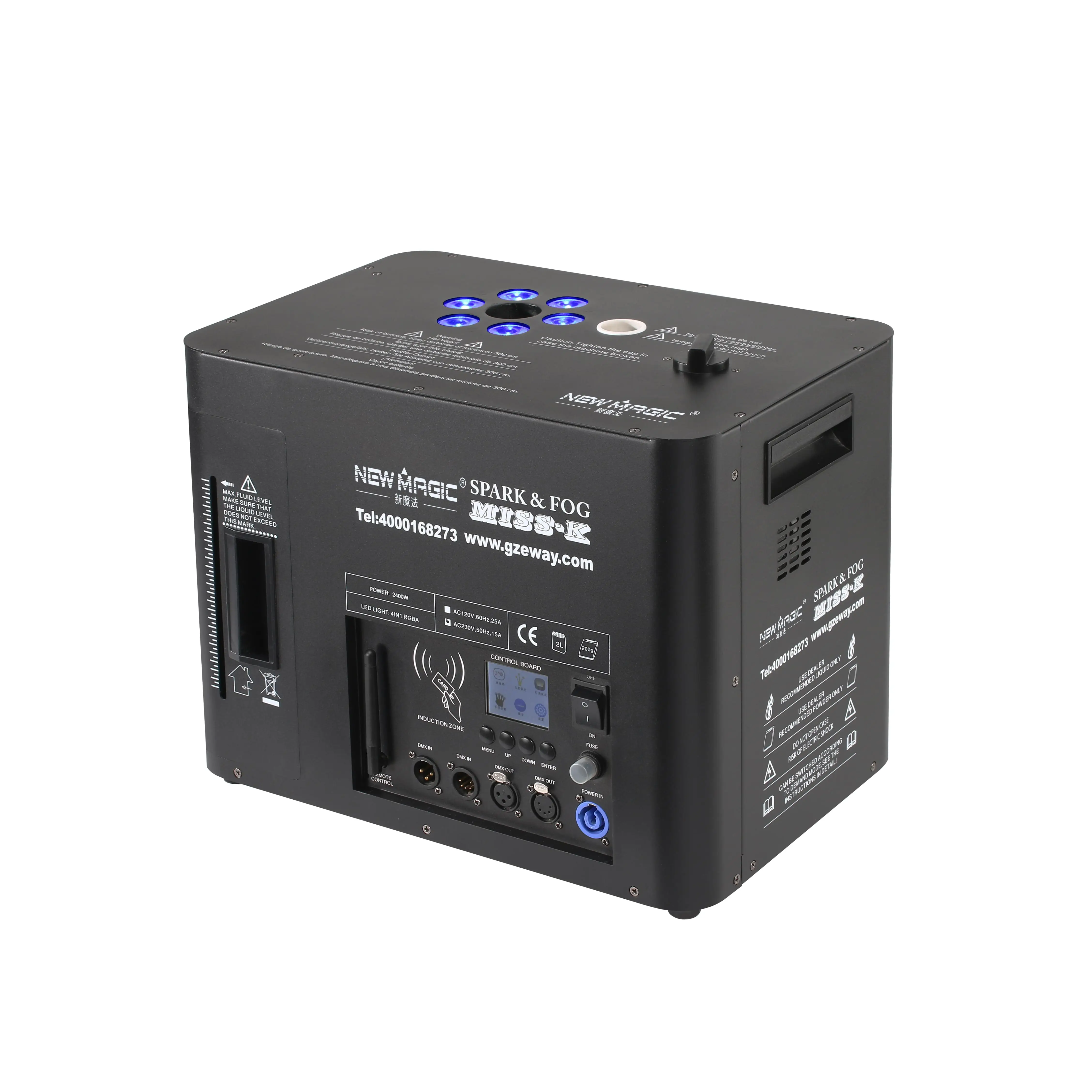 EWTX 2400W Cold Spark Machine Plus LED Fog Machine Combined 2-in-1Multi-Function Cold Sparkler