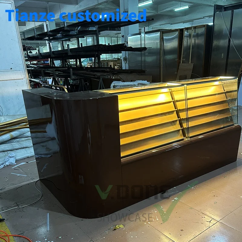 [Customized]High Quality Wood Shop Cabinet Cigarettes Display Racks Showcase Customized Counter Cigar Stor