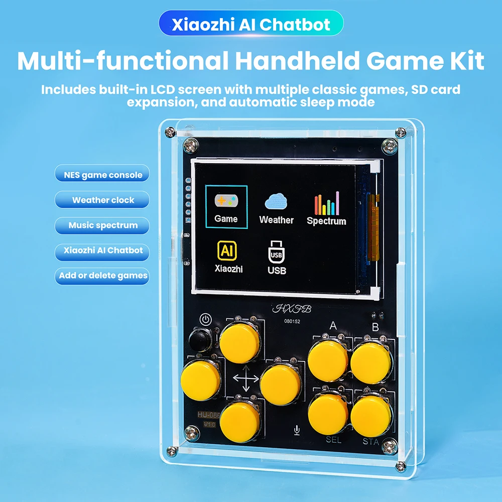 

DIY Electronic LCD Display Game Console Kit AI robot Intelligent Game console kit with weather,clock,temperature humidity Type C