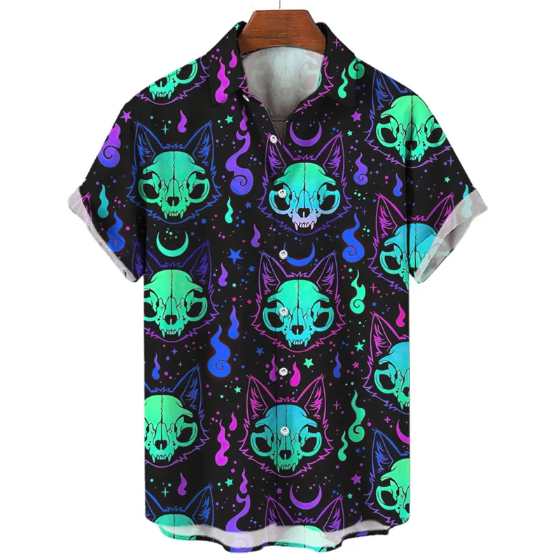 2022 Devil Horror 3d Print Hawaiian Shirt Men Clothes Loose Breathable Men\'s Shirts Summer Male Shirt Male Clothes Short Sleeve