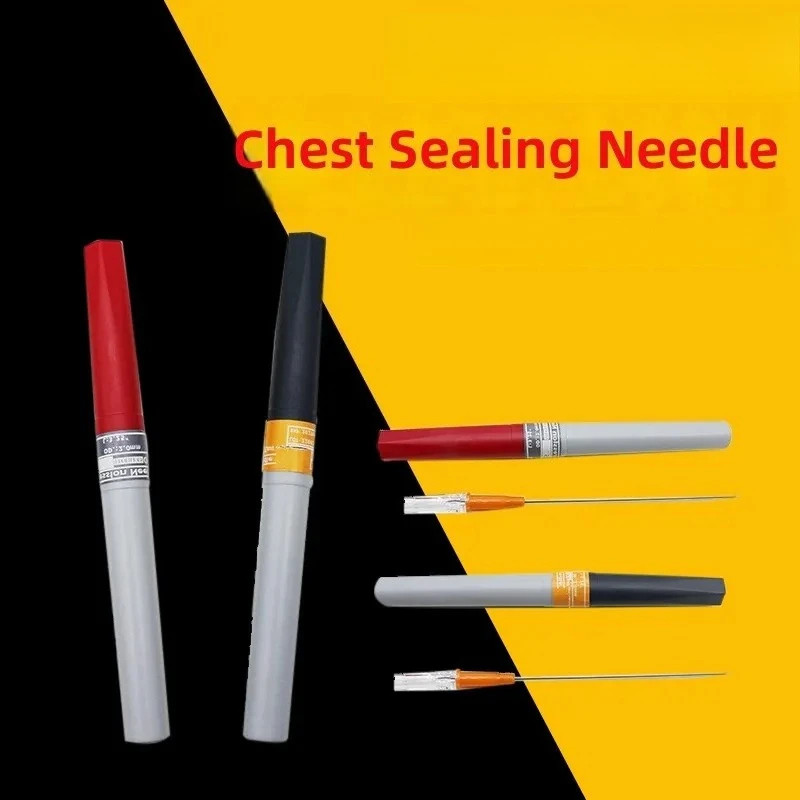for 14G Outdoor First Aid Straight Chest Threading Needle Abdominal Threading Drainage Needle with Silicone Tube for Brooch