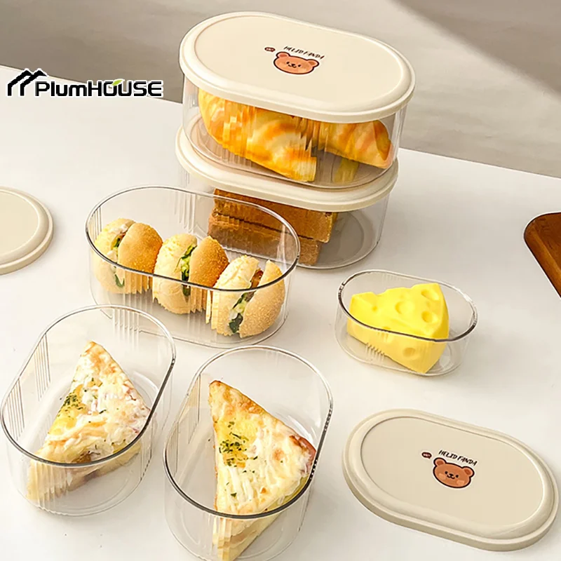 Bread Toast Storage Box Transparent Food Container Boxes With Lid Refrigerator Plastic Large Capacity Fresh Keeping Box