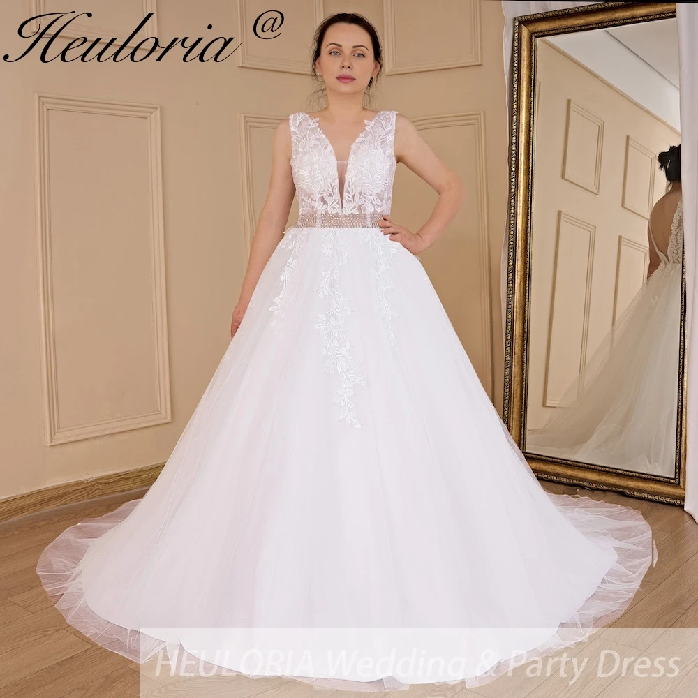 elegant A line wedding dress V neck lace beading bride dress Robe De Mariee Wedding Bride Dress long train