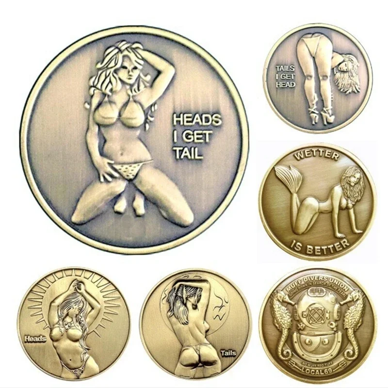 1PCS Sexy Woman Coin Mermaid Coins Lucky Lady Commemorative Coin Goddess of the Sun and Moon