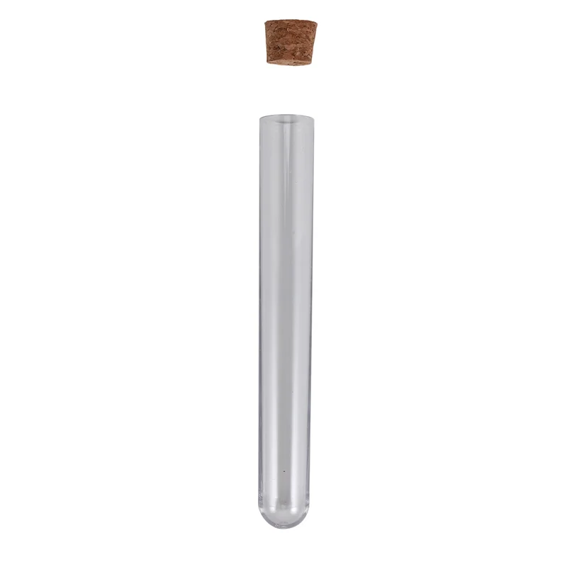 50 Uds 20X150mm 30Ml tubo de ensayo de plástico con corcho, tubo transparente para regalo de recuerdo de boda
