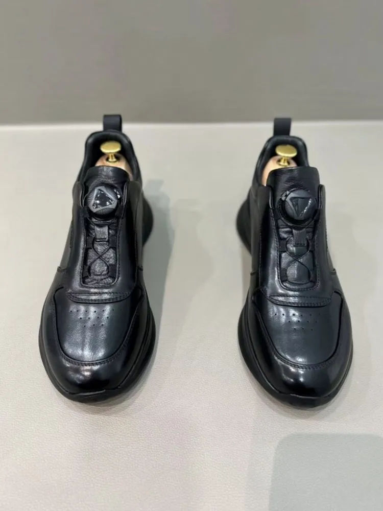 Spring Autumn Mens Breathable Skateboard Slip On Loafers Cowhide Genuine Leather Wear Resistant Sneakers Joggers Casual Shoes