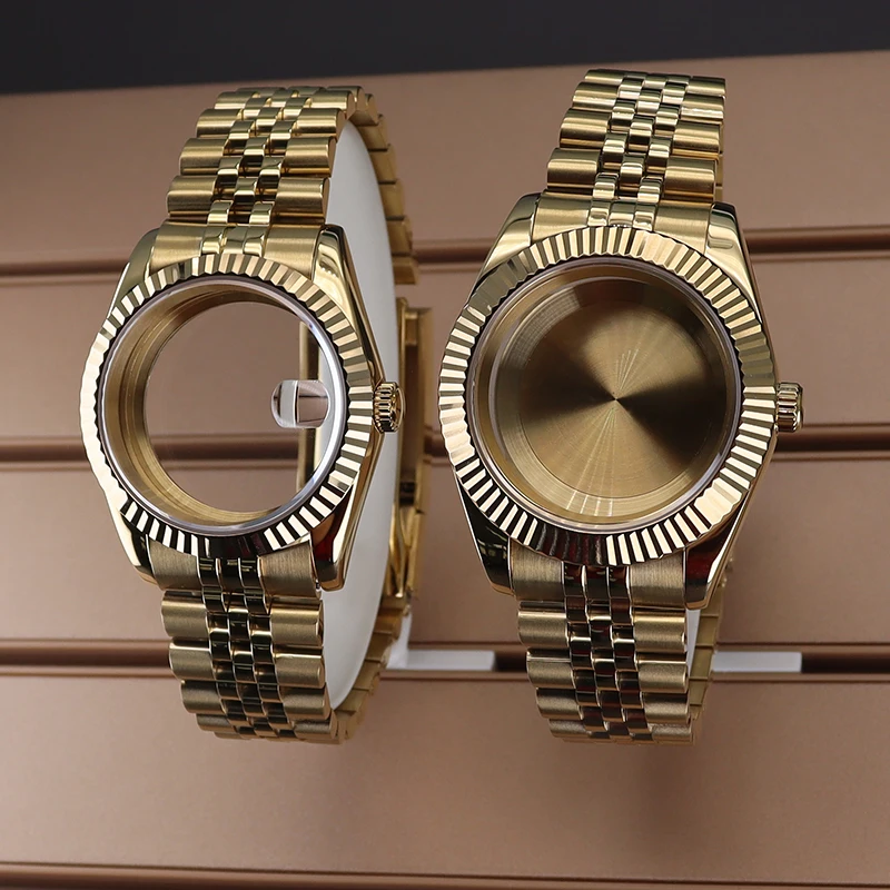 مقاوم للماء 36 مللي متر 39 مللي متر الذهبي حالة الياقوت ل Seiko Nh35 Nh34 Nh36 Nh38 ميوتا 8215 حركة مخدد ساعة حزام 28.5 مللي متر الهاتفي