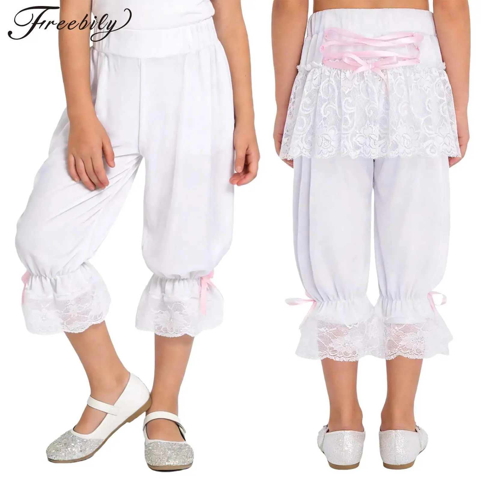 

Детские шорты-панталоны в стиле викторианской Лолиты для девочек, с эластичным поясом, цветочным кружевом и оборками, в стиле ренессанс, стимпанк, винтажные шорты