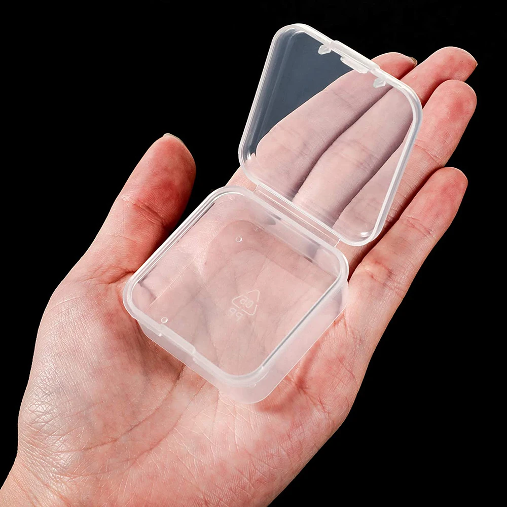 6 Packs Small Clear Plastic Case Beads Storage Containers Box with Hinged Lid for Sewing Crafts Jewelry Coins Transparent Box