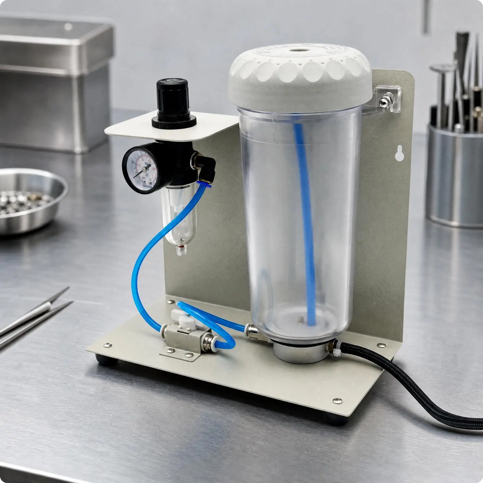 Compact Benchtop Sandblasting Machine for Jewelry Making Supplies with Grit Storage Barrel for Gold Silver Ring Polishing
