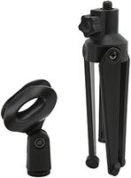 Microphone Stand, Foldable Desktop Tripod Mini Table Stand, Adjustable Mic Stand Mic Clip Holder for Conferences Live Broadcasts
