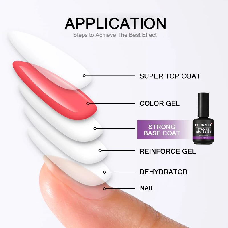 CHUNSHU 15ML Strong Base Coat For Manicure Hybrid Nail Art Long Lasting Transparent Base Gel Semi Permanent Reinforcement image 5