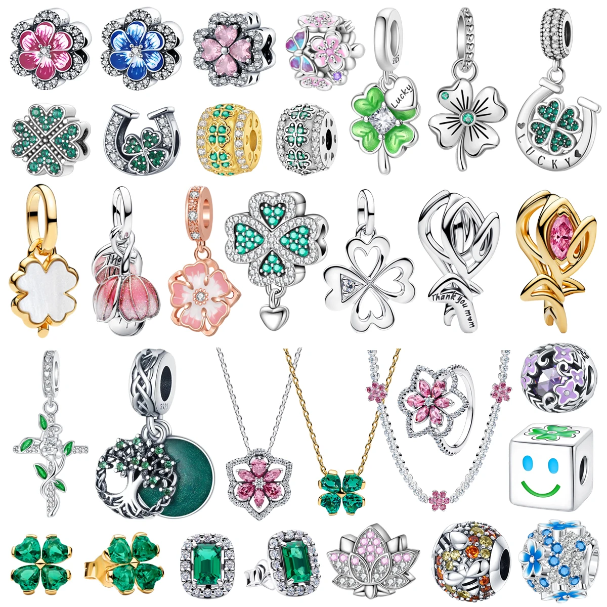 Nouveau Pendentif Perle Trèfle à Quatre Feuilles Tulipe Lotus Magnifique en Argent Sterling 925, Idéal pour Bijoux Haut de Gamme et Cadeaux d'Anniversaire pour Femmes 2026