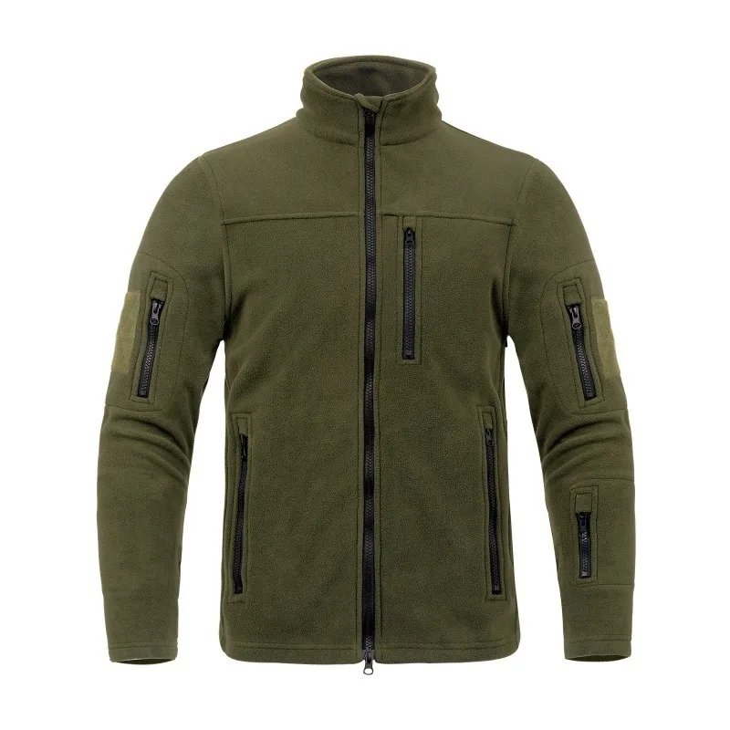 Men's Tactical Fleece Jacket  Multiple Pockets  Autumn/Winter Warm Fleece Outdoor Jacket  Tactical  Hiking  Camping Jacket