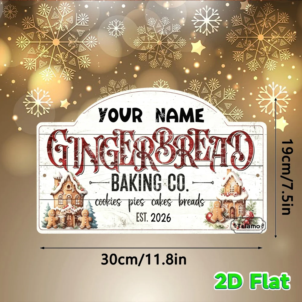 Custom Text Arched Metal Sign, Gingerbread House & Cookie Graphic, Christmas Wall Decor, Kitchen Mantel Decor, Indoor Outdoor Ch