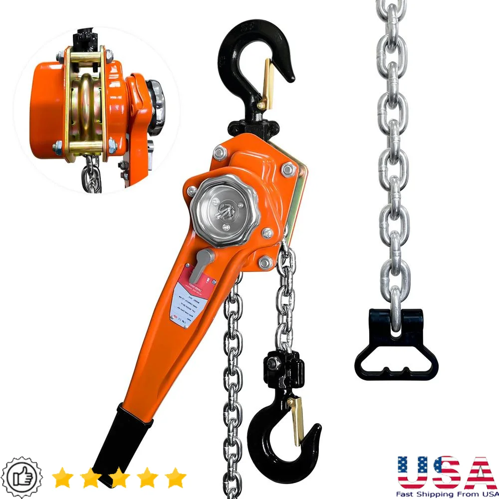 20 ft Lever Chain Hoist 3300 lbs Load Capacity Manual Ratchet Come Along Tool