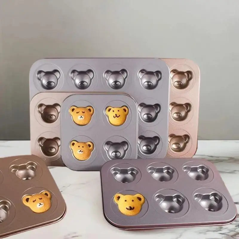 

4/6/9/12 Even Bear Mold Baking Mold Pan Non-stick DIY Cute Candy Cake Mold Tool Decoration Biscuit Candy Mold Baking Accessories
