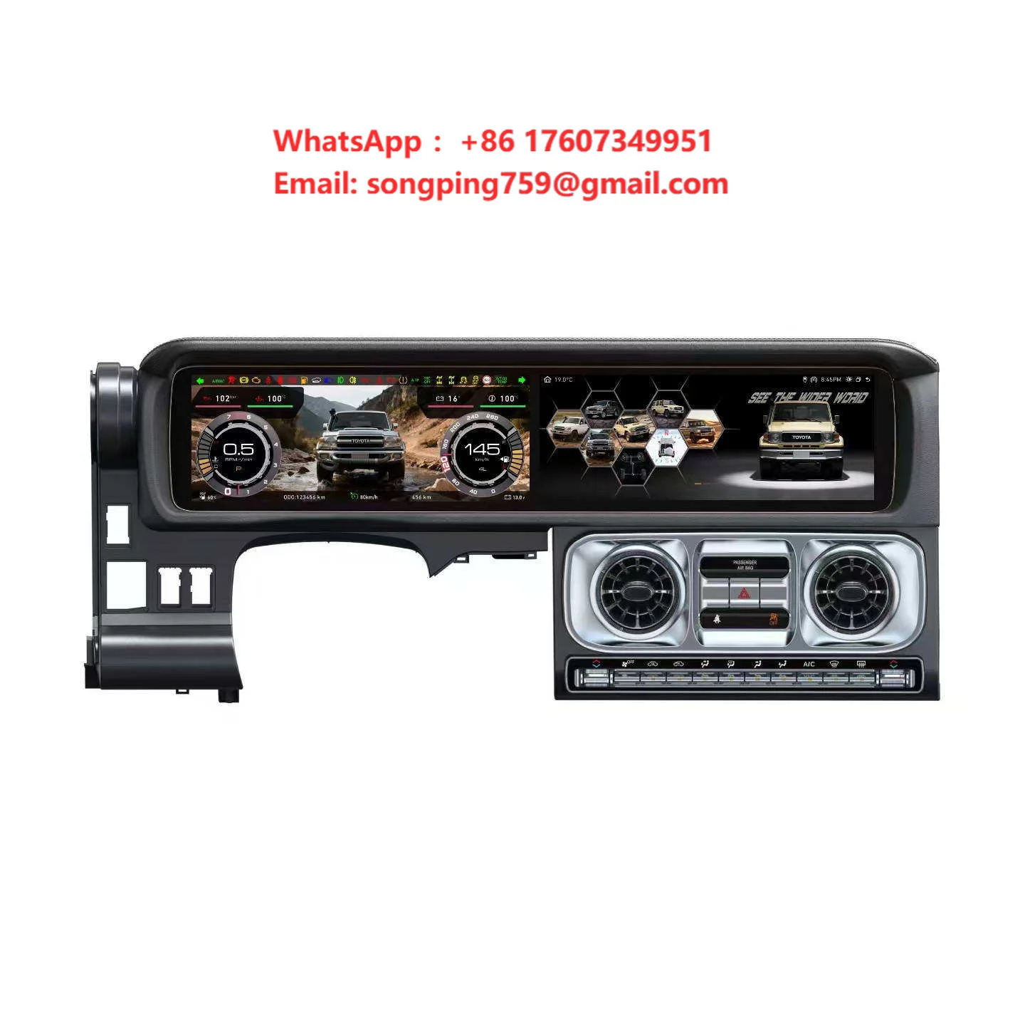 Dual 12.3 Inch Android Touch Screen Car Radio GPS Navigation Carplay Multimedia Player for Toyota FJ 2007-2017