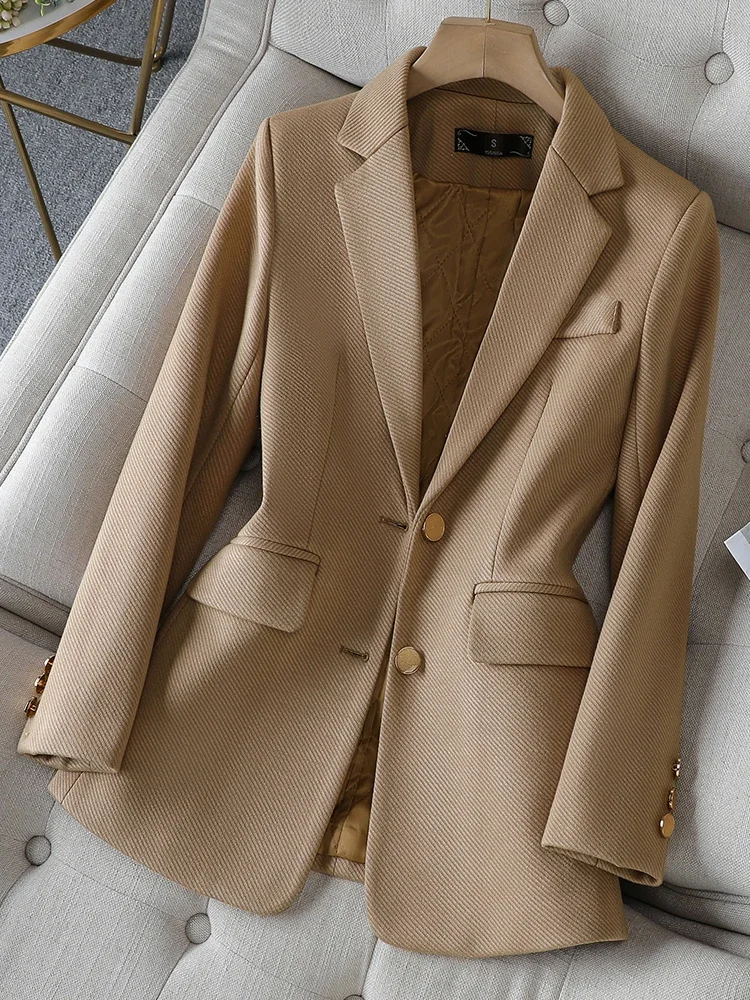 Fashion Ladies Blazer Women Green Black Khaki Long Sleeve Female Business Work Wear Slim Formal Jacket For Autumn Winter