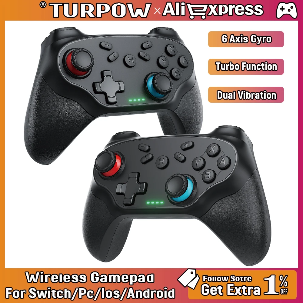 Joystick de juego para controlador de Switch, vibración turbo inalámbrica para consola Nintendo Switch/Pro/OLED, controlador para PC