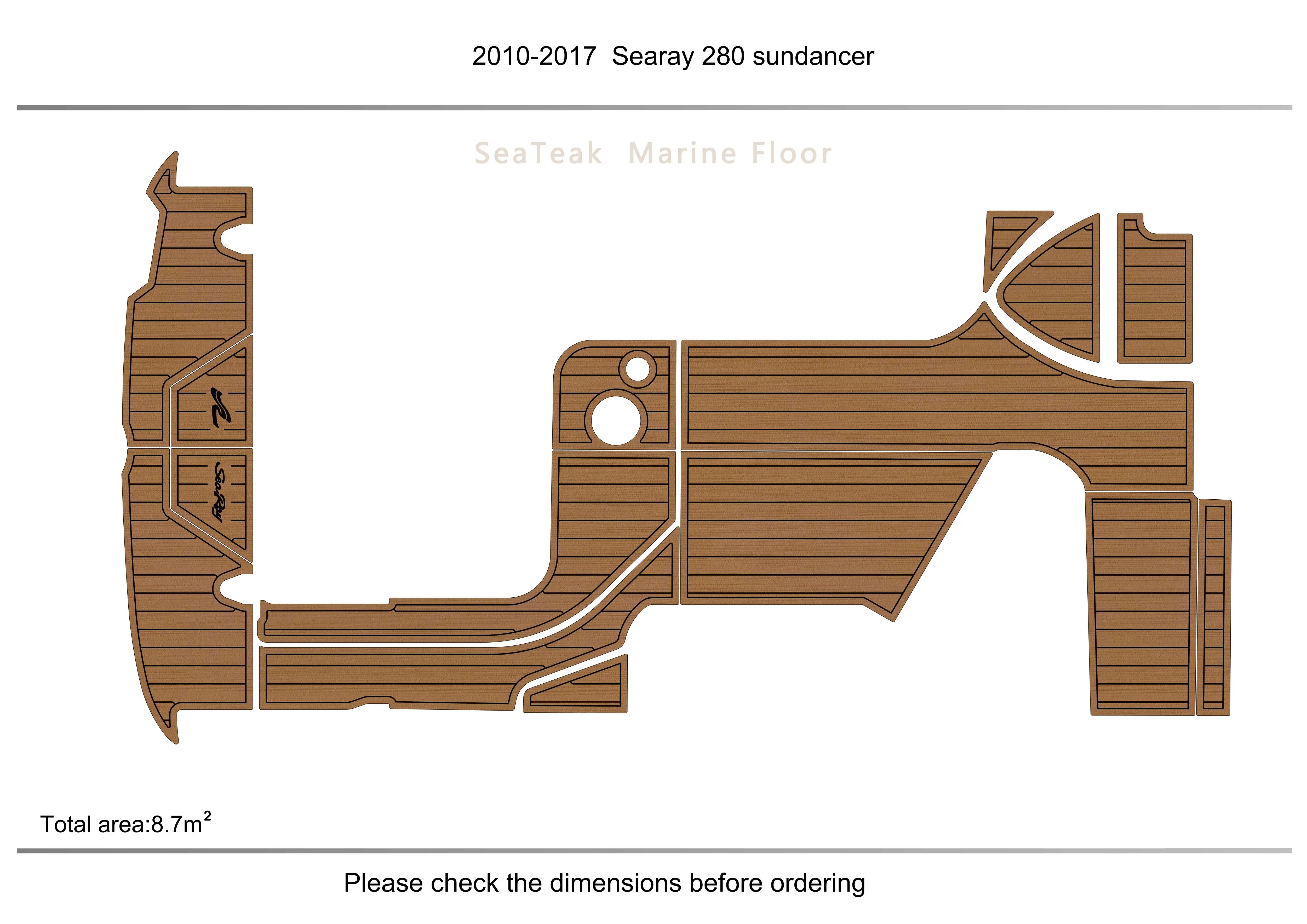 

2010-2017 searay 280 sundancer Cockpit swimming platform EVA fAUX carpet Water Ski Yacht Fishing Boat Non-slip mat floor