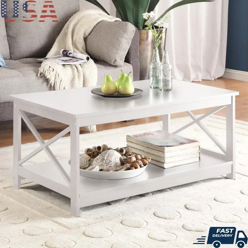 طاولات المقهى الحديثة ذات الطبقة المزدوجة مع رف تخزين سهل التجميع لغرفة المعيشة #2