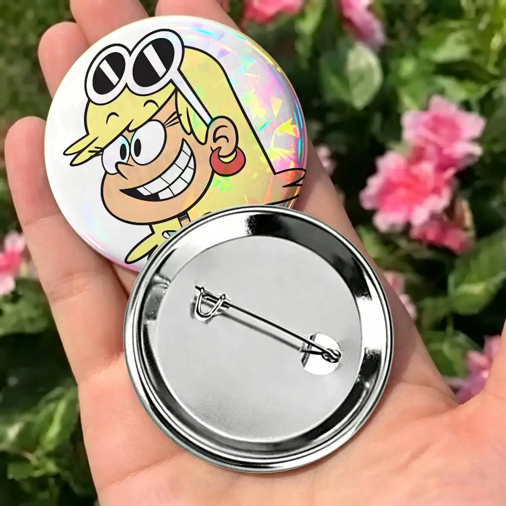 The L-Loud H-House Cartoon Lincoln Enamel Pins Badge Round Brooch for Backpack Decor Accessories 25/32/44/58/75mm