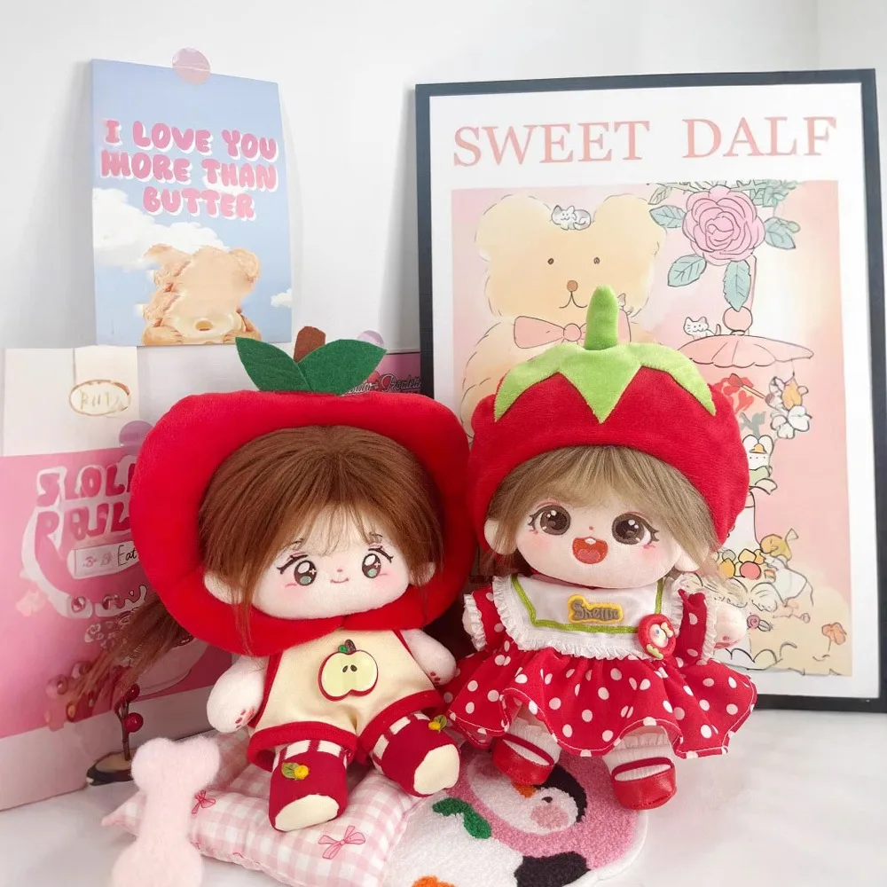 1 مجموعة تنورة الطماطم 20 سنتيمتر الملابس القطنية الأحمر مجموعة مع الأحذية الملابس القطنية الفاكهة قبعة موضة الملابس 20 سنتيمتر القطن #1