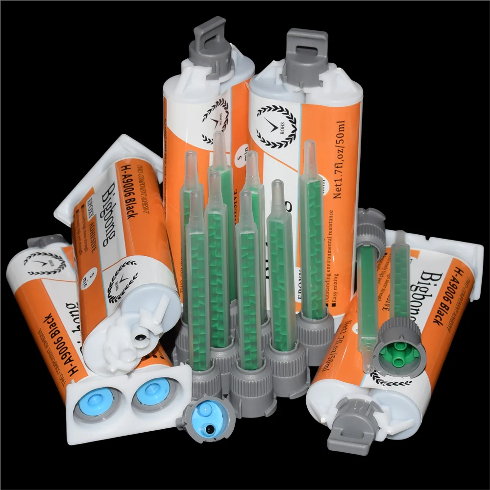 

5pcs 50ml AB Glue Black Epoxy Resin 1:1 Adhesive Set with 10pcs 1:1 Static Mixing Nozzle for Stone Wood Metal Crack Repair Joint
