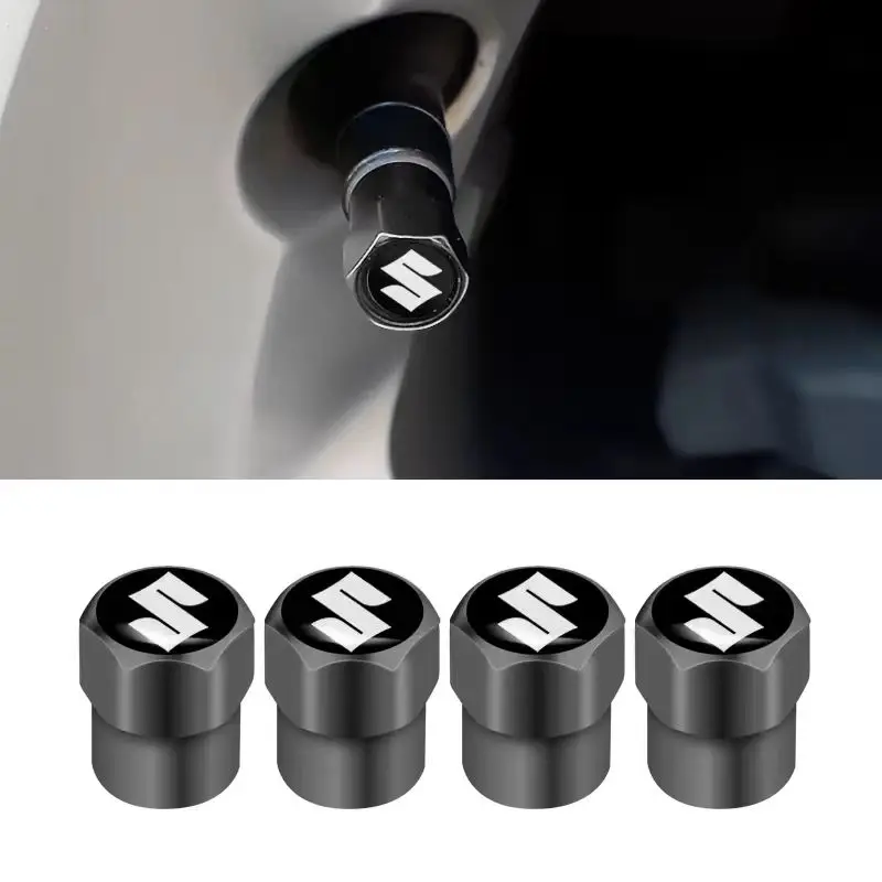 4pcs Metal Car Wheel Tire Valve Caps Stem Case Covers For Suzuki Jimny Grand Baleno Vitara Sx4 Swift Alto Car Accessories