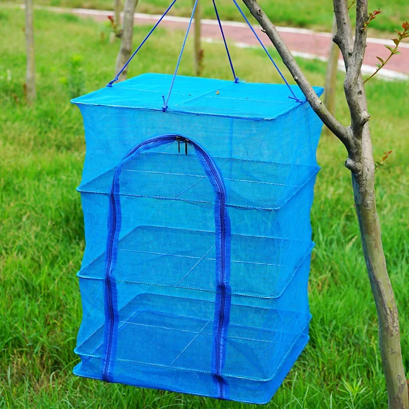 Foldable Plants Organizer 4 Layers Drying Fishing Net Hanging Vegetable Fish Dishes Dryer Bag Hanger Fish Fishing Flowers Buds